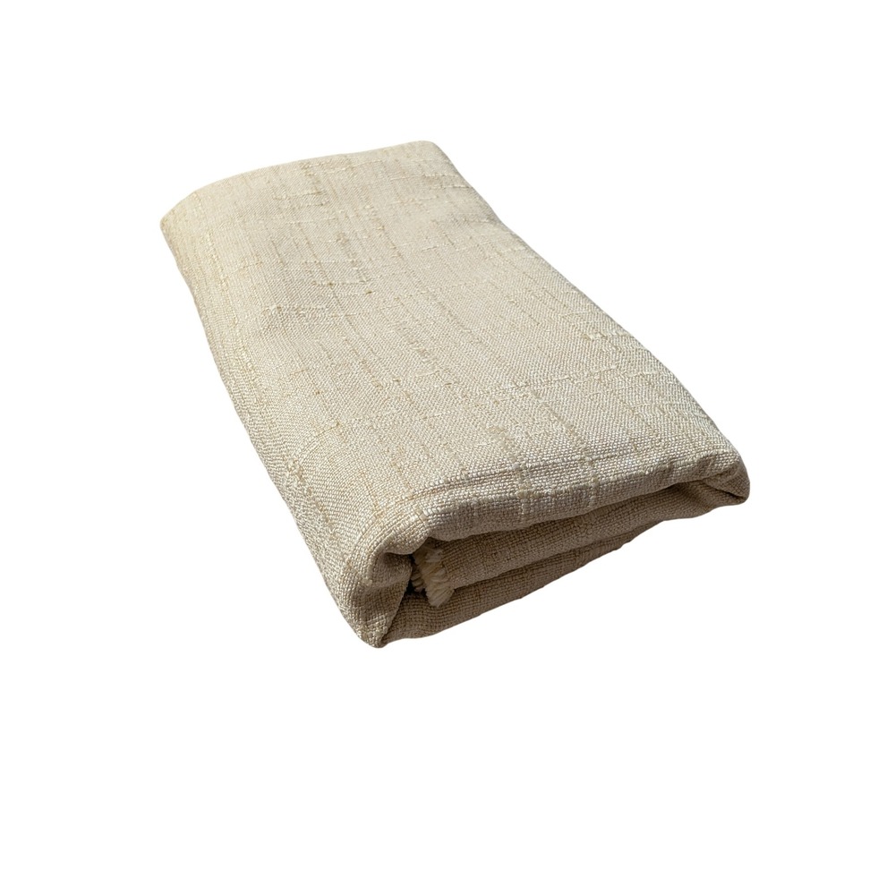 Vintage Raw Silk Fabric Remnant Cream Slubbed Handwoven Textile 1/3yd x 66 wide